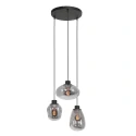 Steinhauer Steinhauer Pendant luminaire REFLEXION, 3 flames, smoky, fitting black