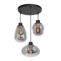 Steinhauer Steinhauer Pendant luminaire REFLEXION, 3 flames, smoky, fitting black
