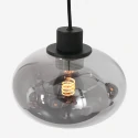 Steinhauer Steinhauer Pendant luminaire REFLEXION, 3 flames, smoky, fitting black