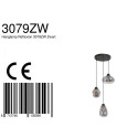 Steinhauer Steinhauer Pendant luminaire REFLEXION, 3 flames, smoky, fitting black