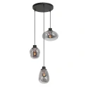 Steinhauer Steinhauer Pendant luminaire REFLEXION, 3 flames, smoky, fitting black