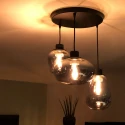 Steinhauer Steinhauer Pendant luminaire REFLEXION, 3 flames, smoky, fitting black