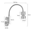 Steinhauer Wandarmatuur NATASJA met schakelaar, met flexibele arm GU10 IP20, staal geborsteld dimbaar