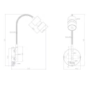Steinhauer wall luminaire NATASJA with switch, with flex arm GU10 IP20, black matt dimmable