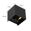 outdoor wall luminaire MURO up / down, cube shape, adjustable IP44, black matt dimmable