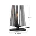 Steinhauer table lamp ANCILLA 1 flame, short, with switching function, conical E27 IP20, black matt dimmable