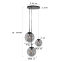 Steinhauer Pendelarmatuur BOLLIQUE 3-vlams, rond E27 IP20, zwart mat dimbaar