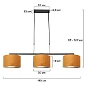 Steinhauer pendant luminaire STANG 3 flames E27 IP20, gold, black dimmable
