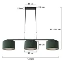 Steinhauer pendant luminaire STANG 3 flames E27 IP20, dark green