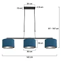 Steinhauer pendant luminaire STANG 3 flames E27 IP20, blue, black