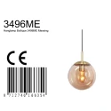 Steinhauer pendant luminaire BOLLIQUE round E27 IP20, amber, brass, black dimmable