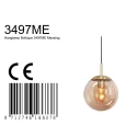 Steinhauer Pendelarmatuur BOLLIQUE rond E27 IP20, barnsteen, messing, zwart dimbaar