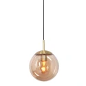 Steinhauer Pendelarmatuur BOLLIQUE rond E27 IP20, barnsteen, messing, zwart dimbaar