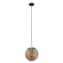 Steinhauer Pendelarmatuur BOLLIQUE rond E27 IP20, barnsteen, messing, zwart dimbaar