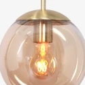 Steinhauer Pendelarmatuur BOLLIQUE rond E27 IP20, barnsteen, messing, zwart dimbaar