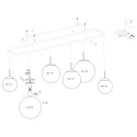 pendant luminaire BOLLIQUE 6 flames E27 IP20, amber, brass, black dimmable