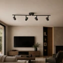 Steinhauer Plafondarmatuur BAMBUS 4-vlams E14 IP20, hout, zwart dimbaar