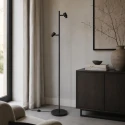 Steinhauer Staande lamp BAMBUS 2-vlams E14 IP20, hout, zwart dimbaar