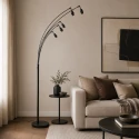 Steinhauer Staande lamp BAMBUS 5-vlams E14 IP20, hout, zwart dimbaar