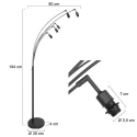 Steinhauer Staande lamp BAMBUS 5-vlams E14 IP20, hout, zwart dimbaar