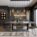 Steinhauer pendant luminaire REFLEXION 9 flames GU10 + E27 IP20, brass dimmable