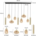 Steinhauer pendant luminaire REFLEXION 9 flames GU10 + E27 IP20, brass dimmable