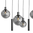 Steinhauer Pendelarmatuur BOLLIQUE 9-vlams GU10 + E27 IP20, zwart dimbaar