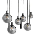 Steinhauer Pendelarmatuur BOLLIQUE 9-vlams GU10 + E27 IP20, zwart dimbaar