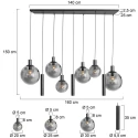 Steinhauer pendant luminaire BOLLIQUE 9 flames GU10 + E27 IP20, black dimmable