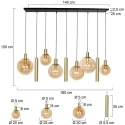 Steinhauer Pendelarmatuur BOLLIQUE 9-vlams GU10 + E27 IP20, messing dimbaar