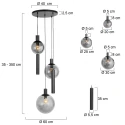 Steinhauer pendant luminaire BOLLIQUE 5 flames GU10 + E27 IP20, black dimmable