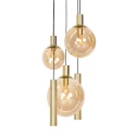 Steinhauer Pendelarmatuur BOLLIQUE 5-vlams GU10 + E27 IP20, messing dimbaar
