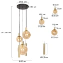 Steinhauer Pendelarmatuur BOLLIQUE 5-vlams GU10 + E27 IP20, messing dimbaar