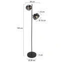 Mexlite Staande lamp TENEBRIS 2-vlams E14 IP20, zwart dimbaar
