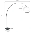 Booglamp CURVE 1-vlams E27 IP20, zwart dimbaar