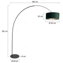 anne light & home Booglamp CURVE 1-vlams E27 IP20, zwart dimbaar