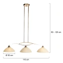 Steinhauer pendant luminaire ANTHEA 3 flames E27 IP20, bronze dimmable