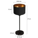 Mexlite table lamp NOOR 1 flame E27 IP20, black dimmable