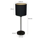 Mexlite Tafelarmatuur NOOR 1-vlams E27 IP20, zwart dimbaar