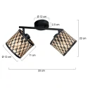 Mexlite ceiling luminaire SUMBA 2 flames E14 IP20, black dimmable