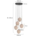 Mexlite pendant luminaire BREEZA BEACH 5 flames E27 IP20, black dimmable