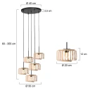 Mexlite pendant luminaire BREEZA BEACH 5 flames E27 IP20, black dimmable
