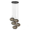 Pendelarmatuur NOX LIGHT 5-vlams E27 IP20, zwart dimbaar