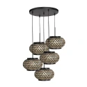 Mexlite Pendelarmatuur NOX LIGHT 5-vlams E27 IP20, zwart dimbaar