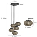 Mexlite Pendelarmatuur NOX LIGHT 5-vlams E27 IP20, zwart dimbaar