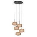 Pendelarmatuur ROPEX 5-vlams E27 IP20, zwart dimbaar