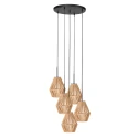 Pendelarmatuur ROPEX 5-vlams E27 IP20, zwart dimbaar