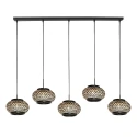 Mexlite Pendelarmatuur NOX LIGHT 5-vlams E27 IP20, zwart dimbaar