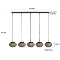Mexlite Pendelarmatuur NOX LIGHT 5-vlams E27 IP20, zwart dimbaar