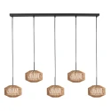 anne light & home Pendelarmatuur ROPEX 5-vlams E27 IP20, zwart dimbaar